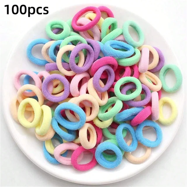 Artificiel astique à cheveux en nylon coloré pour filles, attache basique pour queue de cheval, chouchou élastique, accessoires pour cheveux, mode enfant, 500 pièces, 200 pièces, 100 pièces – Image 3