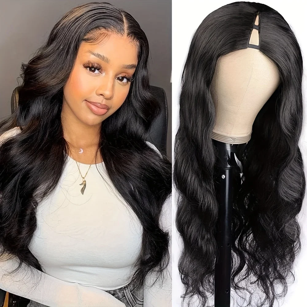 V Part Wig Human Hair Body Wave Upgrade U Part Human Hair Wig With Clips Glueless Wigs Human Hair V Shape Wig Clip In Half Wigs
