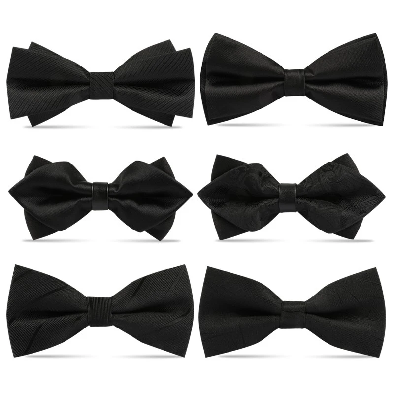 1 pièces nœuds papillon pour hommes mariage noeud papillon noir cravate réglable nœud papillon classique papillon cravate adulte Double cravate cadeau d'affaires