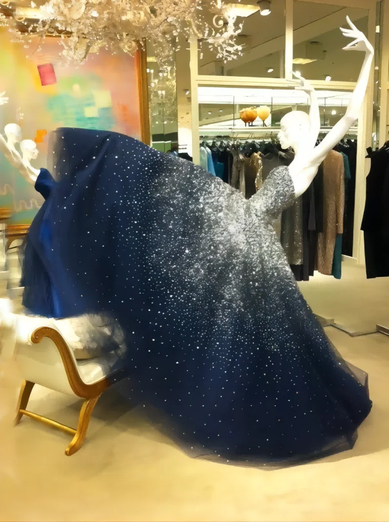 Robe de Rhperlée faite à la main de luxe pour filles, robe longue en tulle, robe de soirée agré, bleu marine et noir, Off Initiated