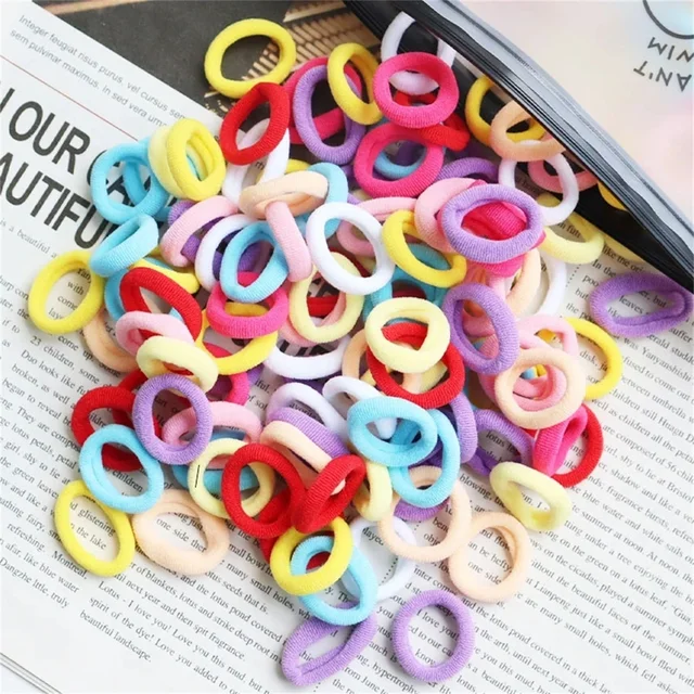 Artificiel astique à cheveux en nylon coloré pour filles, attache basique pour queue de cheval, chouchou élastique, accessoires pour cheveux, mode enfant, 500 pièces, 200 pièces, 100 pièces – Image 6