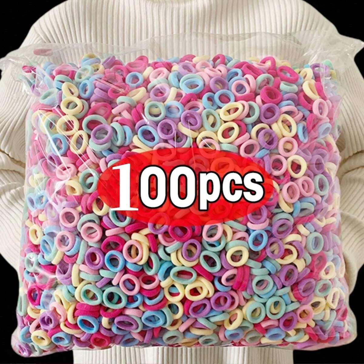 Artificiel astique à cheveux en nylon coloré pour filles, attache basique pour queue de cheval, chouchou élastique, accessoires pour cheveux, mode enfant, 500 pièces, 200 pièces, 100 pièces