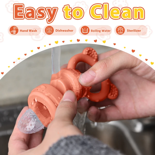 Coffret cadeau-Design Animal mangeoire à fruits pour bébé plateau de congélation nourriture pour bébé lait maternel congelé moule à glaçons ensemble d'alimentation à fruits avec tétines – Image 3