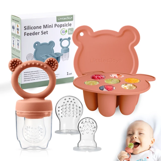 Coffret cadeau-Design Animal mangeoire à fruits pour bébé plateau de congélation nourriture pour bébé lait maternel congelé moule à glaçons ensemble d'alimentation à fruits avec tétines