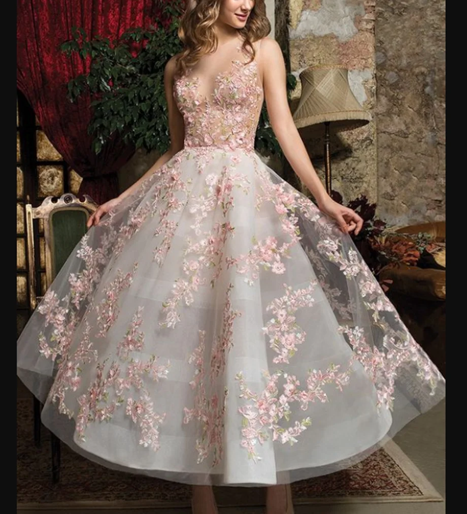 Robe de Cocktail en Tulle gris Organza, sans manches, élégante, luxueuse, à la cheville, pour fête, bal de promo, 2023