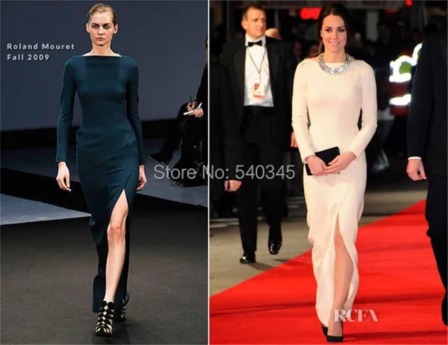 Kate a ignoré les robes de soirée Seton, tapis rouge de célébrité, vintage, col bijou, manches longues, élégant par Jenny Packham, 2022 – Image 6