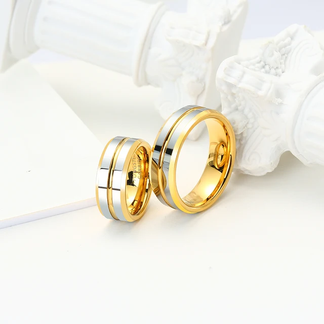 Bague de mariage classique en carbure de tungstène pour femmes et hommes, bague de fiançailles, bijoux pour travailleurs, bande polie bretonne, nom gravé, cadeau – Image 6