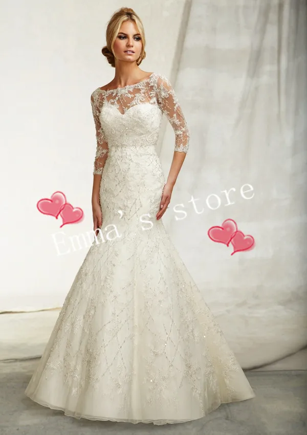 Nouvelle livraison directe chaude mode sur mesure 2025 dentelle veste sirène étage longueur Train corsage dentelle blanc robes de mariée robes