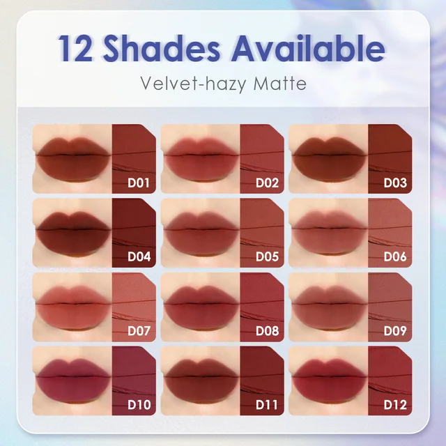 FOCALLURE lèvres mates ensemble de boue rouge à lèvres Blush fard à paupières 12 couleurs baume à lèvres velours longue durée avec maquillage cosmétiques avec brosse – Image 5