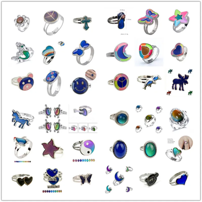 Bague d'humeur classique pour amoureux, changement de couleur, anneau d'humeur réglable, sensation d'émotion, température variable, bijoux pour cadeau