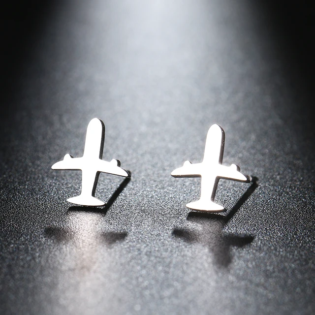 Stainless Steel Earrings 2022 Trend Simple Airplane Fashion Stud Earrings For Women Jewelry Party Friends Wedding Best Gifts NEW – Image 3