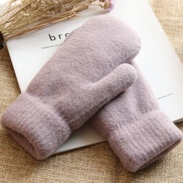 Gants de cyclisme chauds à double couche pour femmes, gants épais résistants au froid, modèles plus velours, automne et hiver – Image 3