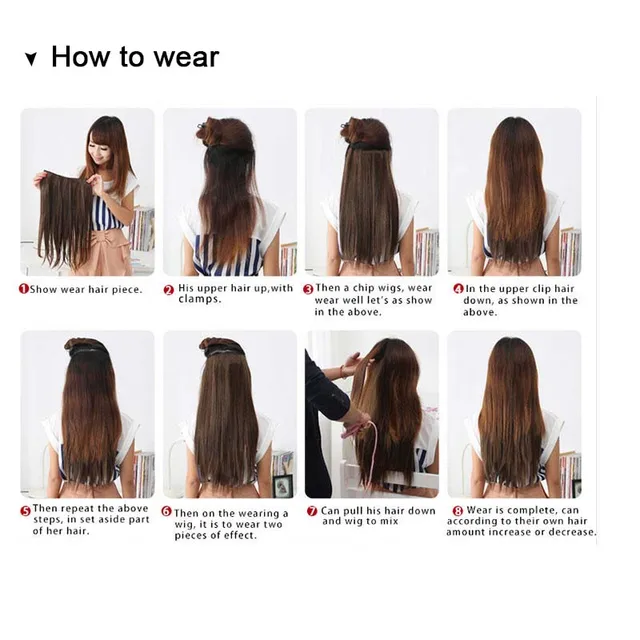Extension de cheveux synthétiques gris argenté pour filles, postiches longues, droites et ondulées, bouclées, noir, document gris, clip en une pièce – Image 6