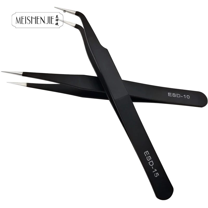MEISHENJIE-Pince à épiler en acier inoxydable pour faux cils, outil de maquillage pour extensions d'ongles, 1 pièce