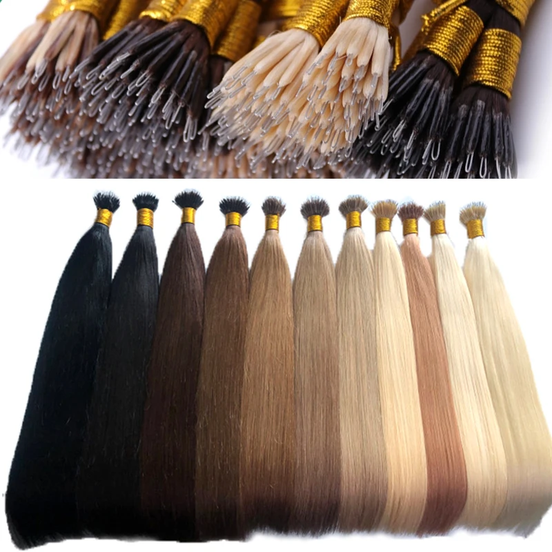 Toysww-Extensions de cheveux humains à double proximité, CharacterRing, Vierge russe, 100 g/paquet, 18 "-24" CharacterBead