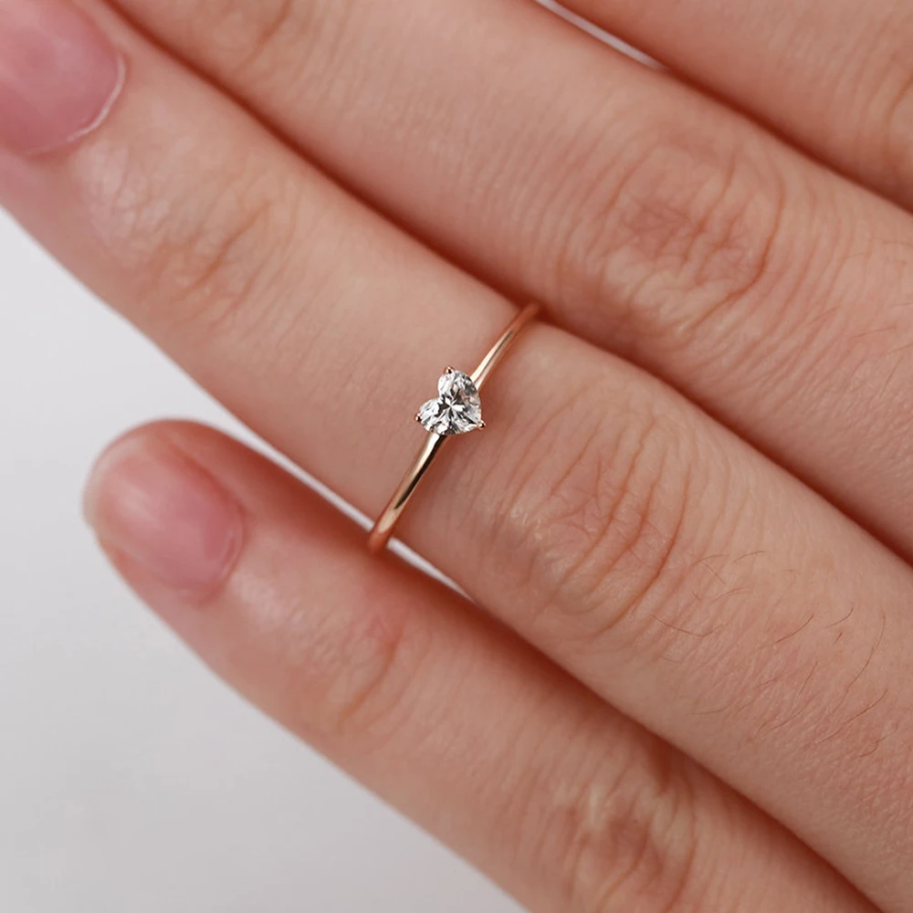 Bagues pour femmes en forme de petit coeur couleur or mariage fiançailles bague délicate bijoux Zircon romantique mode bijoux KBR014-M