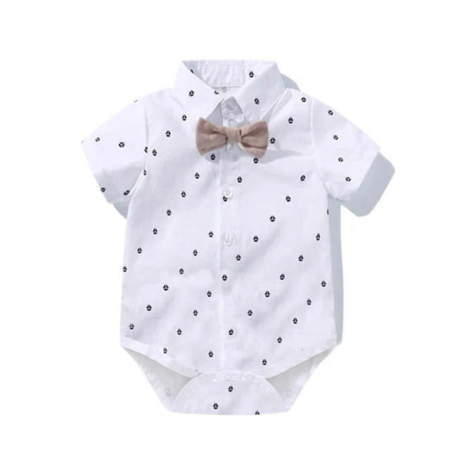 Barboteuse avec nœud pour bébé garçon, tenue de mariage pour nouveau-né, tenue de fête, cadeau d'anniversaire – Image 3