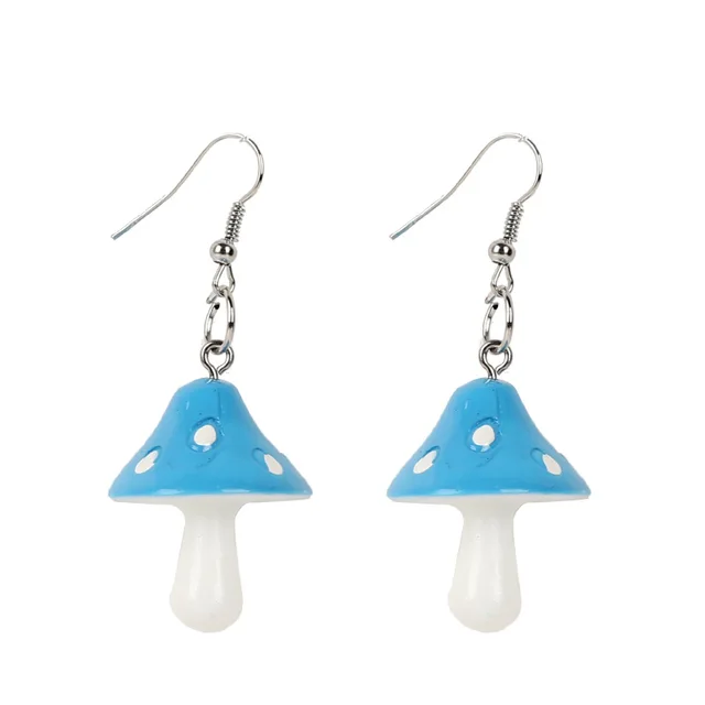 Boucles d'oreilles champignon en résine douce, faites à la main, Simulation de champignon, pendentif Long, bijoux pour femmes et filles, cadeau – Image 4