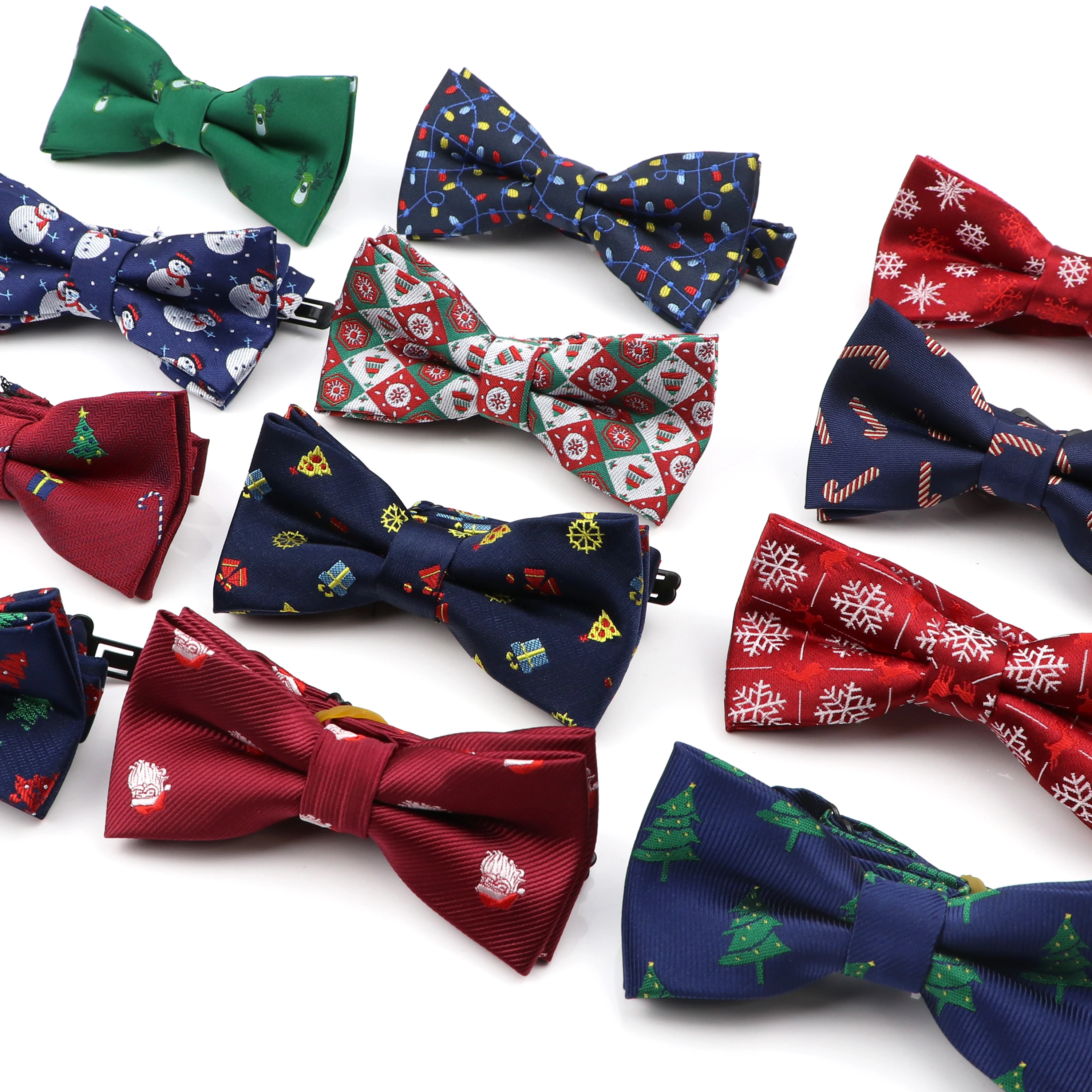 Nœud papillon de noël pour hommes, tissu Jacquard de haute qualité, rouge, bleu, ensemble de nœuds papillon Parent-enfant, thème de Festival, accessoire de cravate du père noël