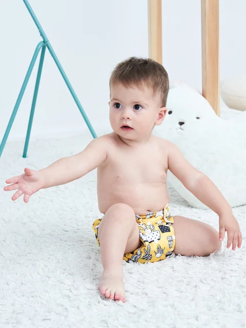 [Littles & Bloomz] 9 pièces/ensemble couche-culotte en tissu véritable lavable et réutilisable à boucle à crochet STANDARD, 9 couches/couches et 0 inserts dans un ensemble – Image 3