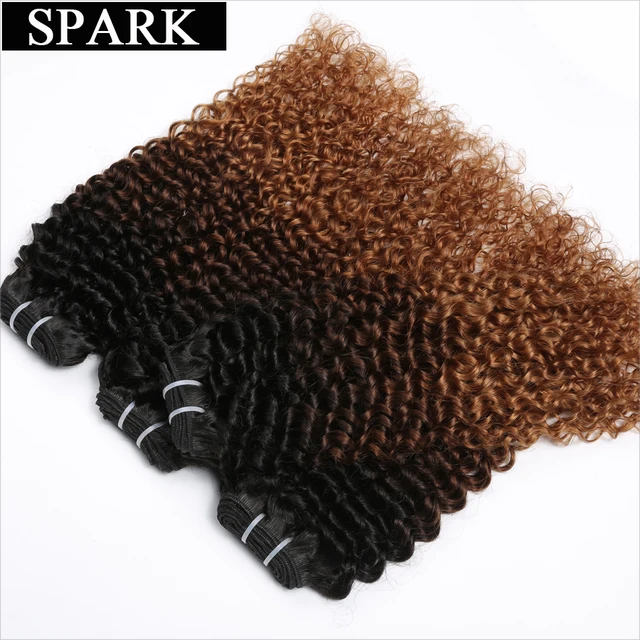 Spark cheveux humains Afro crépus bouclés Ombre 100% Remy Extensions de cheveux humains cheveux brésiliens armure faisceaux 1/3/4 paquets offres – Image 3
