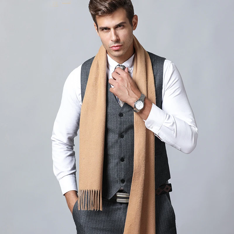 Écharpe en Cachemire pour Homme et Femme, Châle de Marque de Luxe, Pashmina Solide, 100%