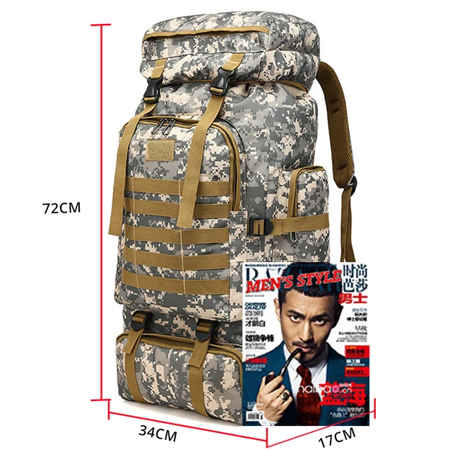 Sac à dos tactique de Camouflage extérieur étanche de grande capacité hommes 70L sac à dos de voyage pour hommes sac de randonnée – Image 3