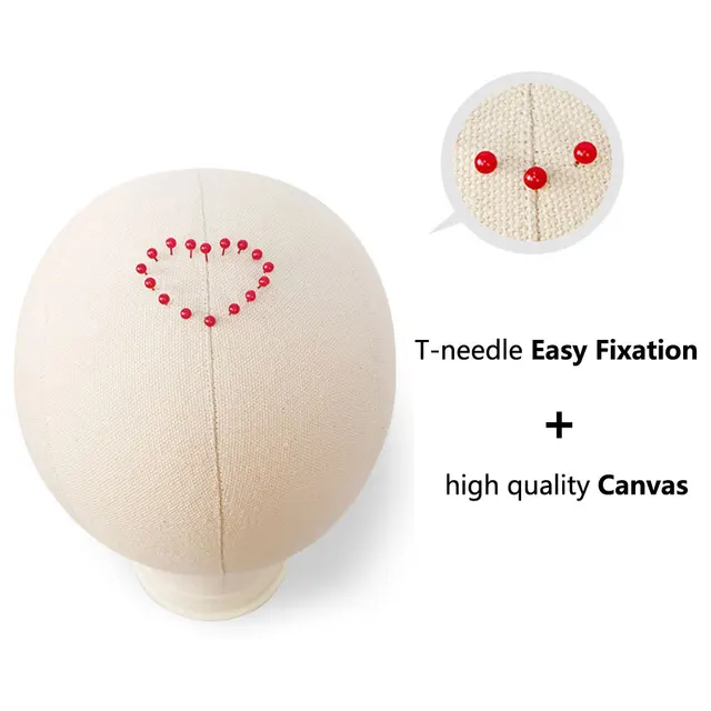 Canvas Wig Head Wig Stand 21-24inch Mannequin Head for Hairstyling Displaying Making Wig Stand With Head Wig Supports Holder – Image 3