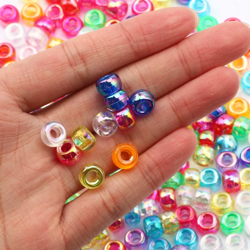 100 pièces 6*9mm rond Dreadlock perles acryliques grand trou entretoise perles de cheveux pour la fabrication de bijoux bracelet à bricoler soi-même collier artisanat couture
