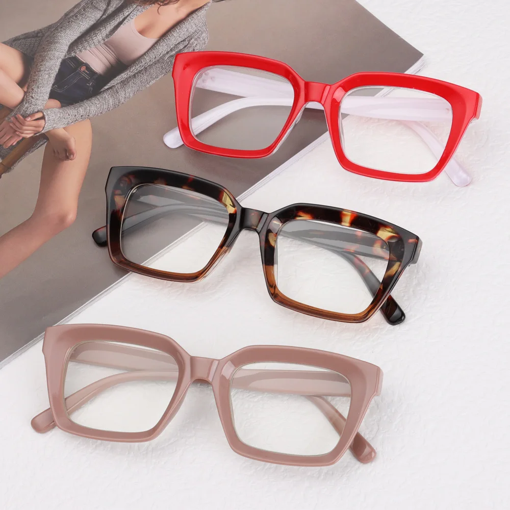 Lunettes de lecture carrées à la mode pour hommes et femmes, lunettes de presbytie à grande monture, lunettes haute définition, dioptrie + 1.0 ~ + 4.0