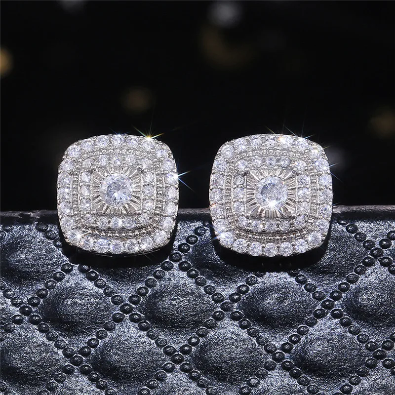 Boucles d'oreilles en argent Sterling 925 et zircone cubique, pour princesse, forme carrée, Style polyvalent, cadeau fantaisie pour femmes, bijoux