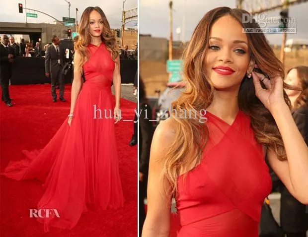 Robe de Soirée en Mousseline de Soie Rouge, Tenue de Célébrité, Col Haut, Bon Marché, en Stock, Livraison Directe, Nouvelle Collection 2025