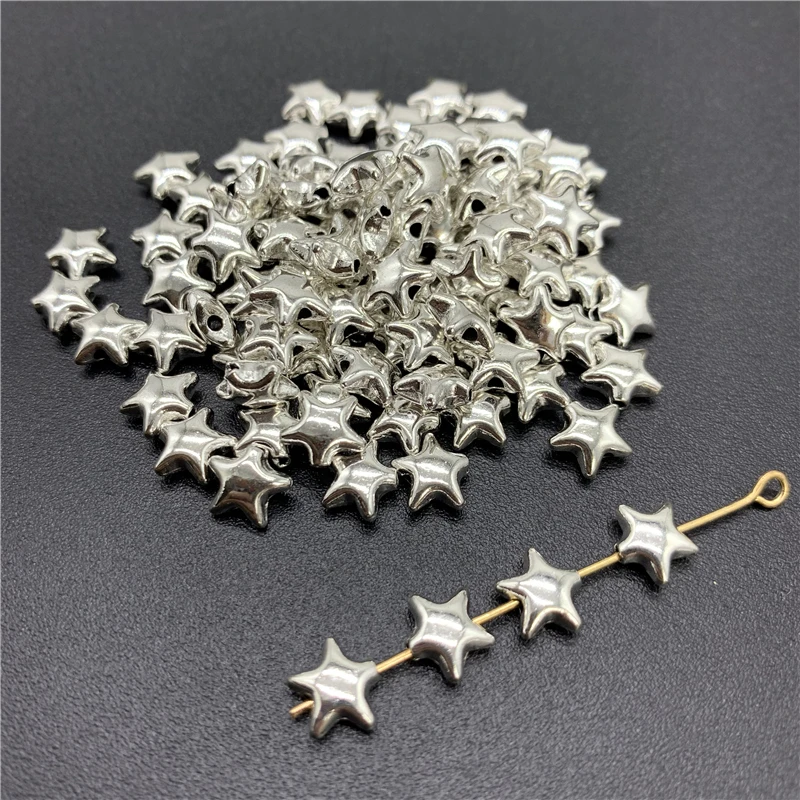 50pcs 6x6mm Alloy Beads Cap Ancient Silver Charms Star Shape Pendant Charms For Jewelry Making DIY Accessories