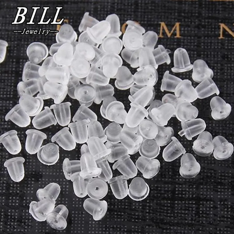 D001 appr. 100 pcs/lot boucles d'oreilles bijoux accessoires balle en plastique bouchon d'oreille/blocé, boucle d'oreille arrière, bricolage