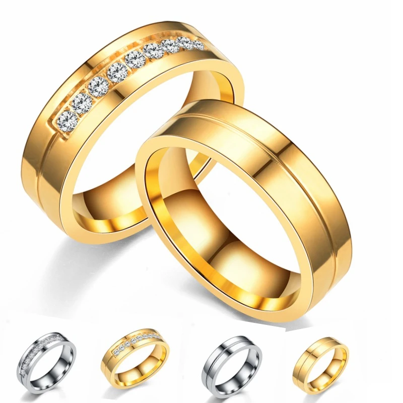 Fashion Wedding Band Engagement Rings For Couples 316L Stainless Steel High Quality Ring Lovers Jewelry Anniversary Gifts