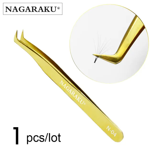 NAGARAKU acier inoxydable droit courbé outils à ongles Volume cils pince précise pinces pince pointue ensemble outils de maquillage – Image 4
