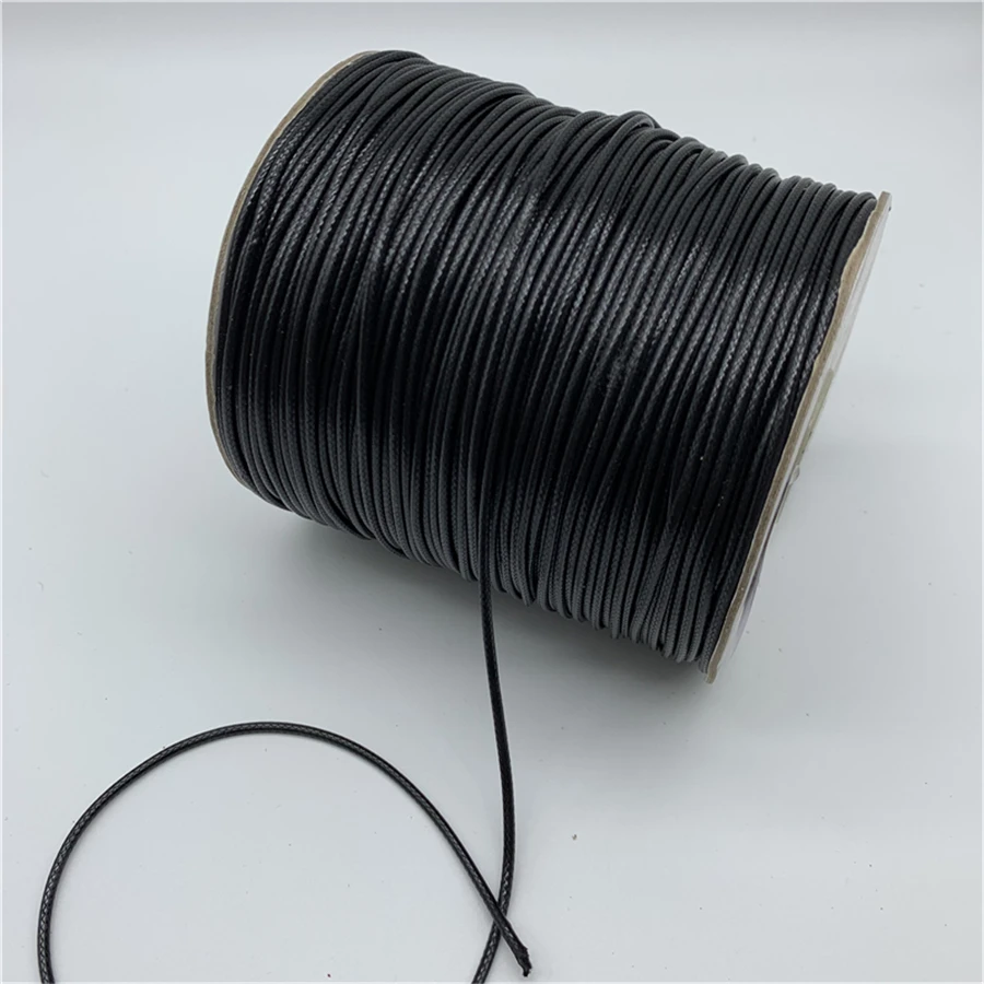 Bobine de fil ciré noir– Création de bijoux, cordon de coton ciré noir, ficelle pour la fabrication de bijoux de taille 0.8mn, 1mn, 1.5mn ,0.5mn, 2mn