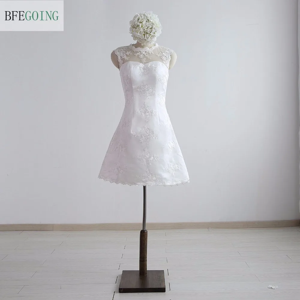 Robe de Demoiselle d'Honneur en Dentelle Blanche, Ligne A, Longueur aux Genoux, Photos Originales, Sur Mesure