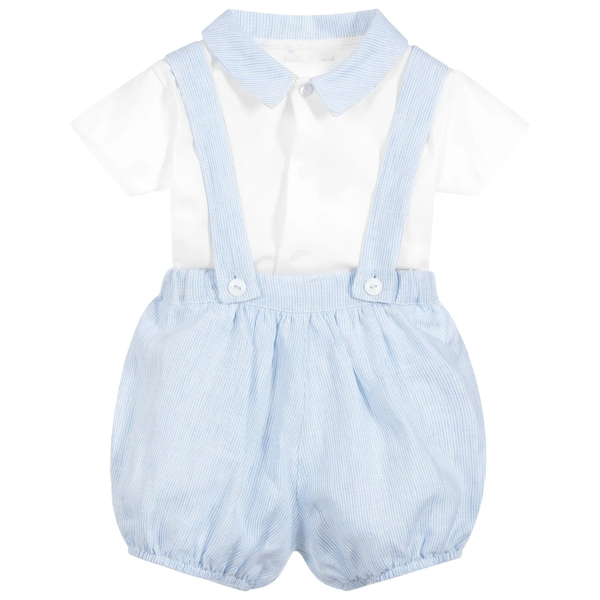 Vêtements d'été espagnols pour bébés garçons, ensemble rayé à manches courtes, tenues de mariage pour nouveau-nés