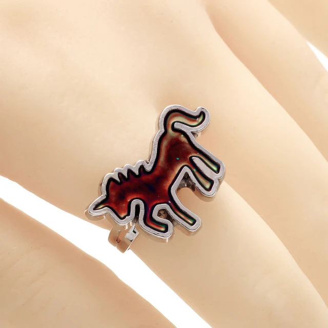 Anneau d'humeur licorne, 1 pièce, changement de couleur, anneau d'humeur réglable, sensation d'émotion, température variable, bijoux, vente en gros – Image 4