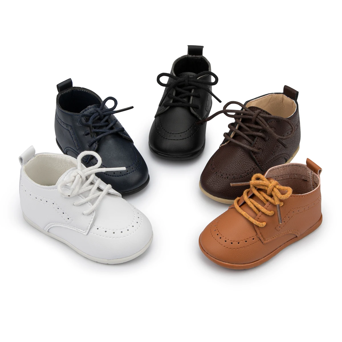 KIDSUN 2021 nouveauté infantile bébé chaussures baptême chaussures en cuir PU enfant en bas âge premiers marcheurs en caoutchouc semelle souple anti-dérapant mocassins