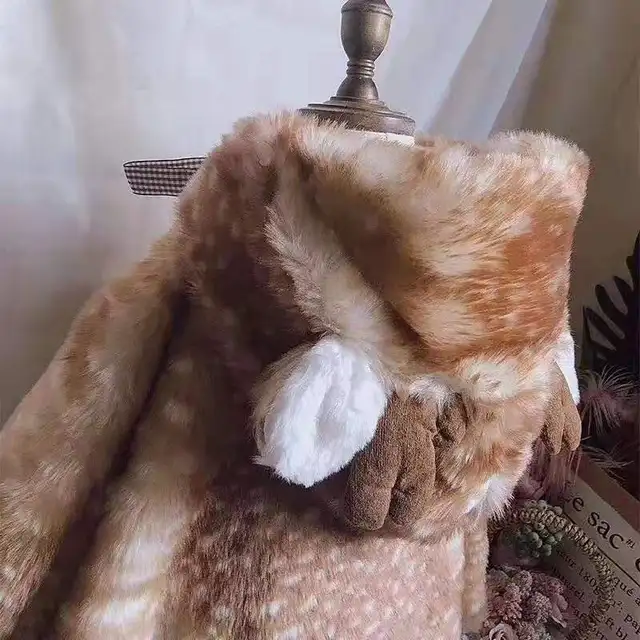 Cape de noël avec capuche en fourrure pour fille, vêtement chaud assorti pour maman et fille, collection hiver 2021 – Image 2