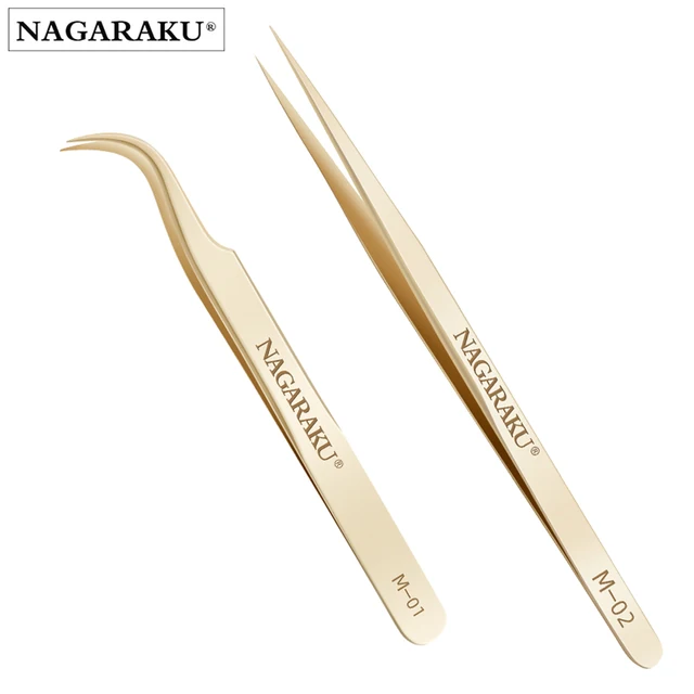 NAGARAKU acier inoxydable droit courbé outils à ongles Volume cils pince précise pinces pince pointue ensemble outils de maquillage – Image 5