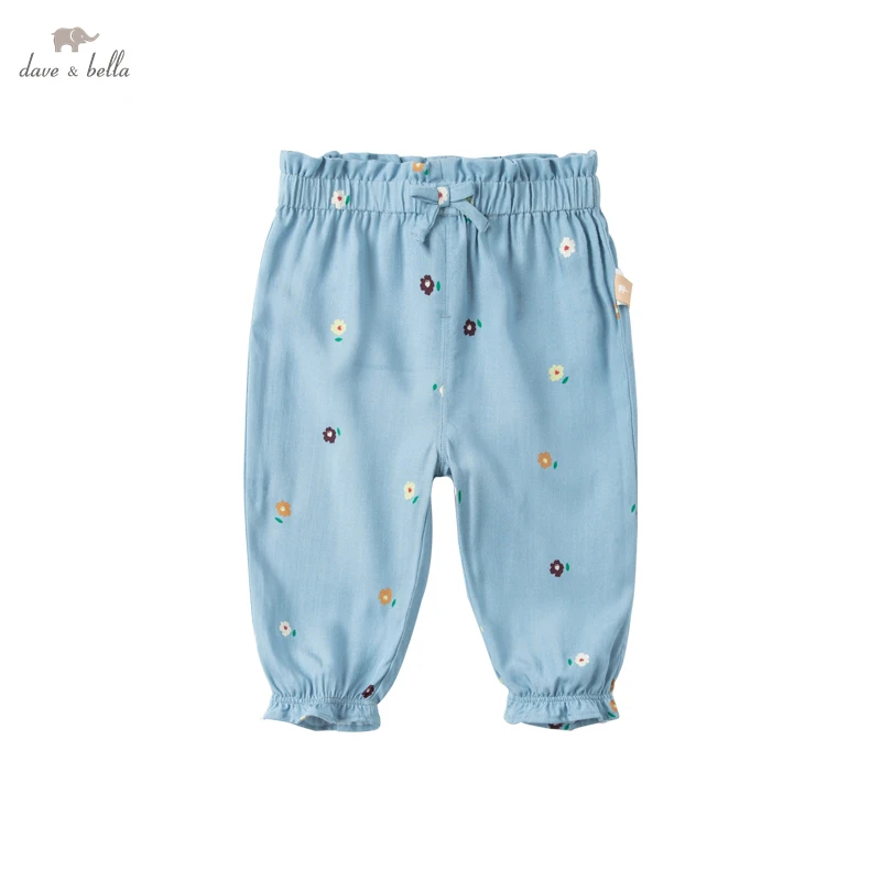 David bella – pantalon d'été pour bébés filles, imprimé floral avec nœud, à la mode, pleine longueur, pour enfants, DB17704