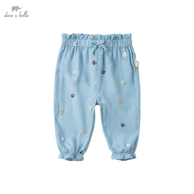 David bella – pantalon d'été pour bébés filles, imprimé floral avec nœud, à la mode, pleine longueur, pour enfants, DB17704