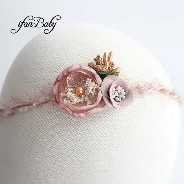 Bandeau élastique en nylon pour bébés, accessoires à la mode, bandeau à fleurs en cuir pour nourrissons, couvre-chef à fleurs, bandeau mince – Image 5
