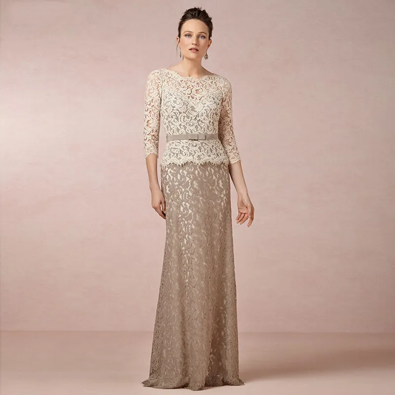Robes mère de la mariée champagne sur mesure, robes de marraine de marié, manches longues, dentelle, soirée, Rh, mariages, nouveau, 2025