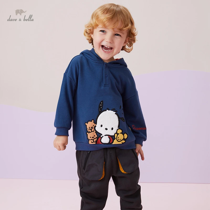 DBX19560 dave bella automne bébé garçons décontracté dessin animé T-shirt à capuche enfants hauts enfants garçon t-shirts de mode
