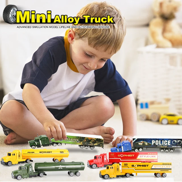 1 pièces modèle de camion en alliage coulissant moulé sous pression voiture jouet conteneur camion d'huile réservoir véhicules multicolores jouets cadeau d'anniversaire pour les enfants – Image 2