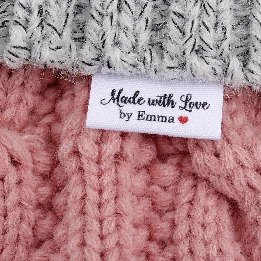 Étiquette de couture personnalisée, logo ou texte - étiquettes pliables, marque personnalisée, étiquettes d'impression, conception personnalisée (MD3083)